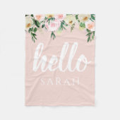 Modern Pastel Roze Bloemen Hallo en u noemt Fleece Deken (Voorkant)