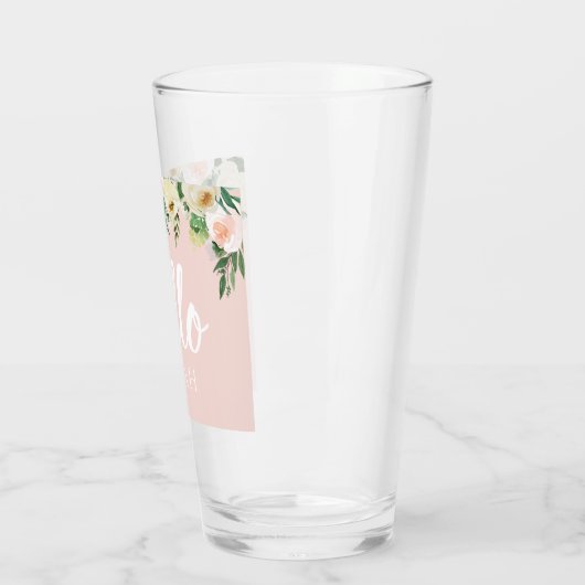 Modern Pastel Roze Bloemen Hallo en u noemt Glas (Links)