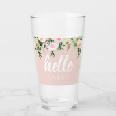 Modern Pastel Roze Bloemen Hallo en u noemt Glas (Voorkant)