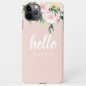 Modern Pastel Roze Bloemen Hallo en u noemt iPhone Hoesje (Achterkant)