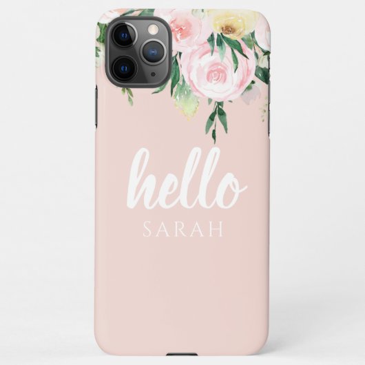 Modern Pastel Roze Bloemen Hallo en u noemt iPhone Hoesje (Achterkant)