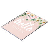 Modern Pastel Roze Bloemen Hallo en u noemt Notitieboek (Linkerzijde)