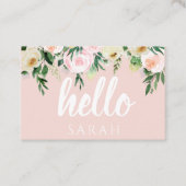 Modern Pastel Roze Bloemen Hallo en u noemt Visitekaartje (Voorkant)