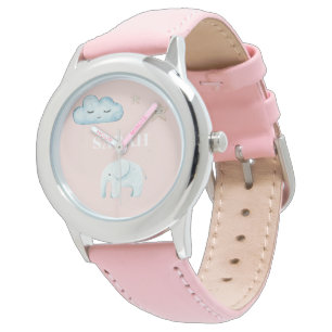 Modern Pastel Roze & Blue Child Name Horloge