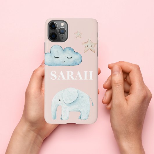 Modern Pastel Roze & Blue Child Name iPhone Hoesje