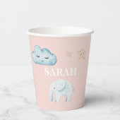 Modern Pastel Roze & Blue Child Name Papieren Bekers (Achterkant)