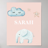 Modern Pastel Roze & Blue Child Name Poster (Voorkant)