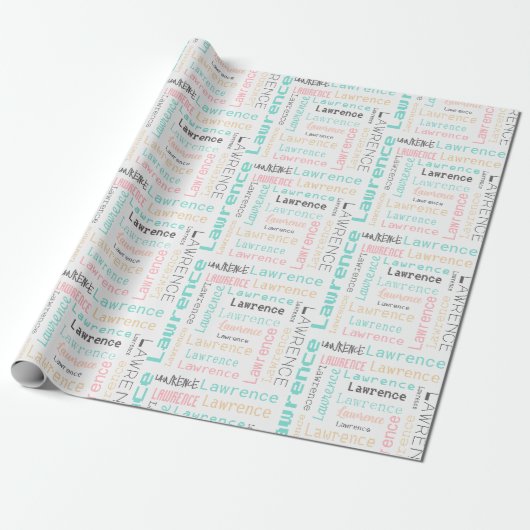Modern Pastel Roze en Blauwgroen naam Wrapping Pap Cadeaupapier (Uitgerold)