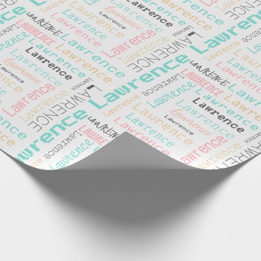 Modern Pastel Roze en Blauwgroen naam Wrapping Pap Cadeaupapier (Hoek)