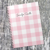 Modern Pastel Roze en White Gingham Check Notitieboek