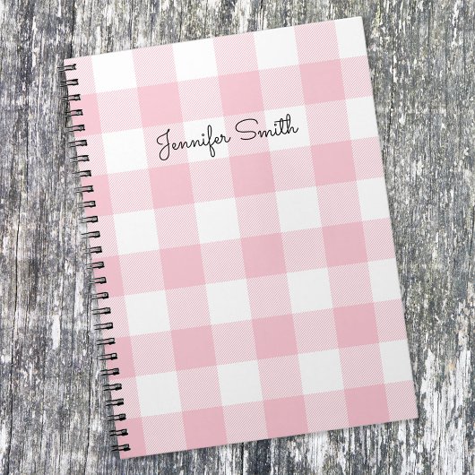 Modern Pastel Roze en White Gingham Check Notitieboek