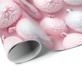 Modern Pastel Roze Girly Kerstboom Ornamenten Cadeaupapier (Rol Hoek)