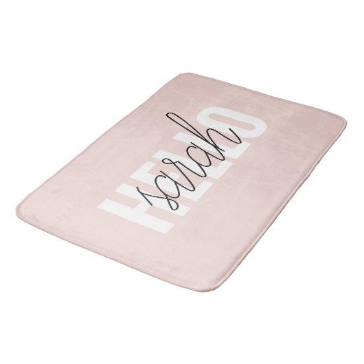 Modern Pastel Roze Hallo en u noemt Badmat (Gekanteld)