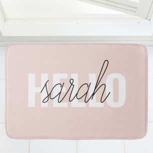 Modern Pastel Roze Hallo en u noemt Badmat