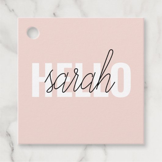 Modern Pastel Roze Hallo en u noemt Bedankjes Labels (Voorkant)