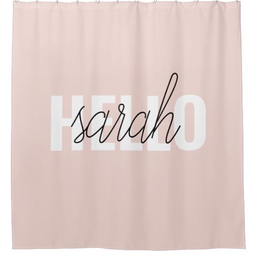 Modern Pastel Roze Hallo en u noemt Douchegordijn (Voorkant)