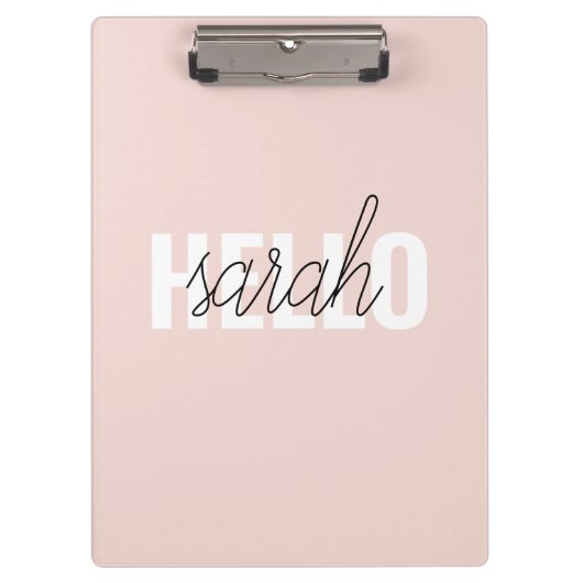 Modern Pastel Roze Hallo en u noemt Klembord (Voorkant)