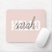 Modern Pastel Roze Hallo en u noemt Muismat (Met muis)