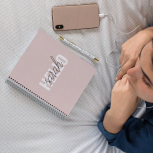 Modern Pastel Roze Hallo en u noemt Notitieboek