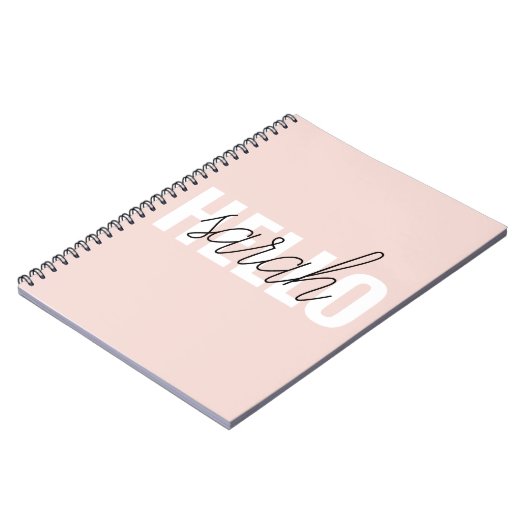 Modern Pastel Roze Hallo en u noemt Notitieboek (Linkerzijde)