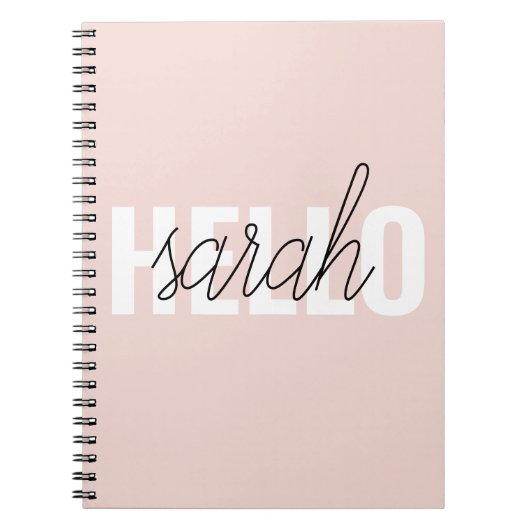 Modern Pastel Roze Hallo en u noemt Notitieboek (Voorkant)