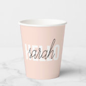 Modern Pastel Roze Hallo en u noemt Papieren Bekers (Voorkant)