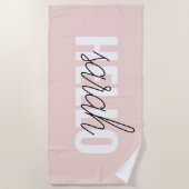 Modern Pastel Roze Hallo en u noemt Strandlaken (Voorkant)