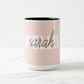Modern Pastel Roze Hallo en u noemt Tweekleurige Koffiemok (Center)