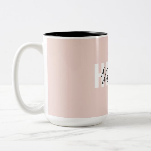 Modern Pastel Roze Hallo en u noemt Tweekleurige Koffiemok (Links)