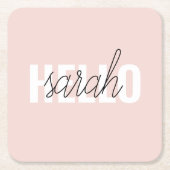 Modern Pastel Roze Hallo en u noemt Vierkante Kartonnen Onderzetter (Voorkant)
