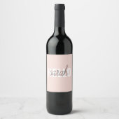 Modern Pastel Roze Hallo en u noemt Wijn Etiket (Voorkant)