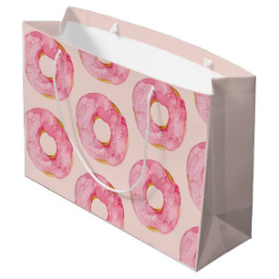 Modern Pastel Roze Waterverf donuts Patroon Groot Cadeauzakje