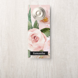 Modern Pastel Roze Waterverf Flowers & Name
