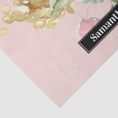 Modern Pastel Roze Waterverf Flowers & Name Tissuepapier (Detail)