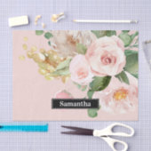 Modern Pastel Roze Waterverf Flowers & Name Tissuepapier (Craft)