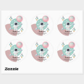 Modern Pastel Space Explorer Baby shower Ronde Sticker (Vel)