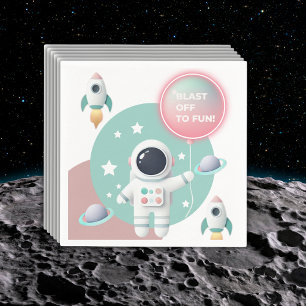 Modern Pastel Space Explorer Baby shower Servet