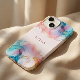 Modern Pastel Stylish Alcohol Ink  iPhone 14 Hoesje
