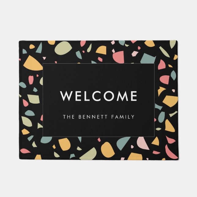 Modern pastel terrazzo patroon deurmat (Voorkant)