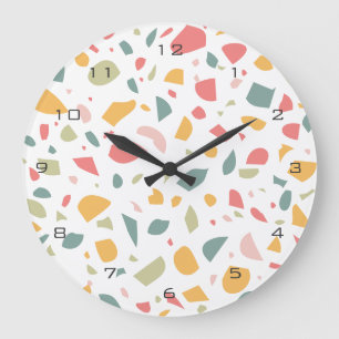 Modern pastel terrazzo patroon grote klok