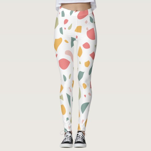 Modern pastel terrazzo patroon leggings (Voorkant)