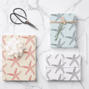 Modern pastel zeesterpatroon inpakpapier vel