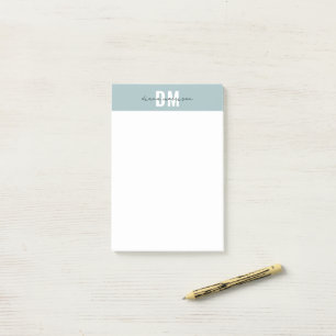Modern pastelblauw & Initiaal script monogram Post-it® Notes