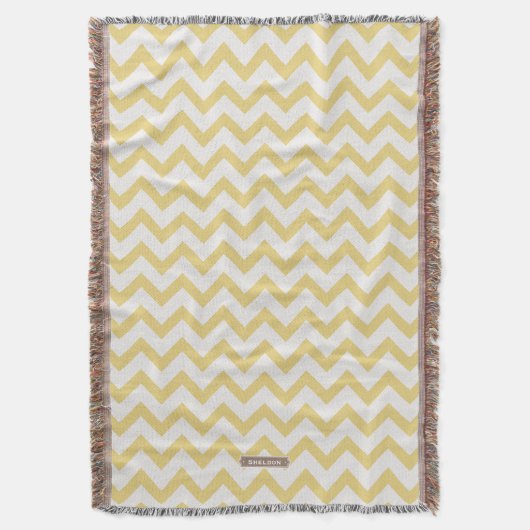 Modern pastelgeel en wit chevron patroon deken (Voorkant Verticaal)