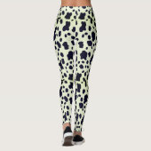 Modern pastelgroen zwart Koe huidvlekken patroon Leggings (Achterkant)