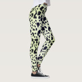 Modern pastelgroen zwart Koe huidvlekken patroon Leggings (Rechts)