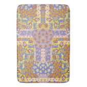 Modern Patchwork Daisy Flowers op Periwinkle Badmat (Voorkant Verticaal)