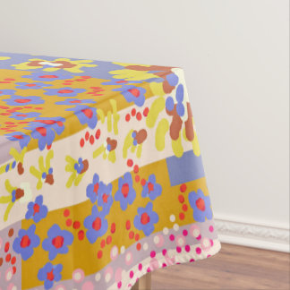 Modern Patchwork Daisy Flowers op Periwinkle Tafelkleed