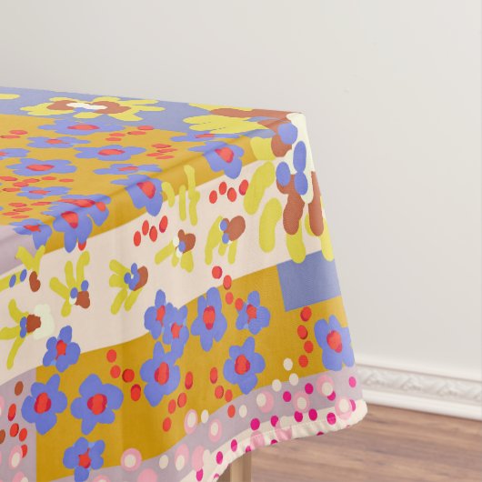 Modern Patchwork Daisy Flowers op Periwinkle Tafelkleed (Voorbeeld)
