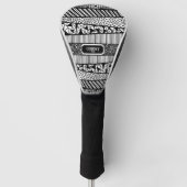 Modern patroon in zwart-wit, personaliseerbaar golfheadcover (Voorkant)